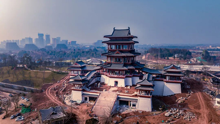 散花楼建设现场